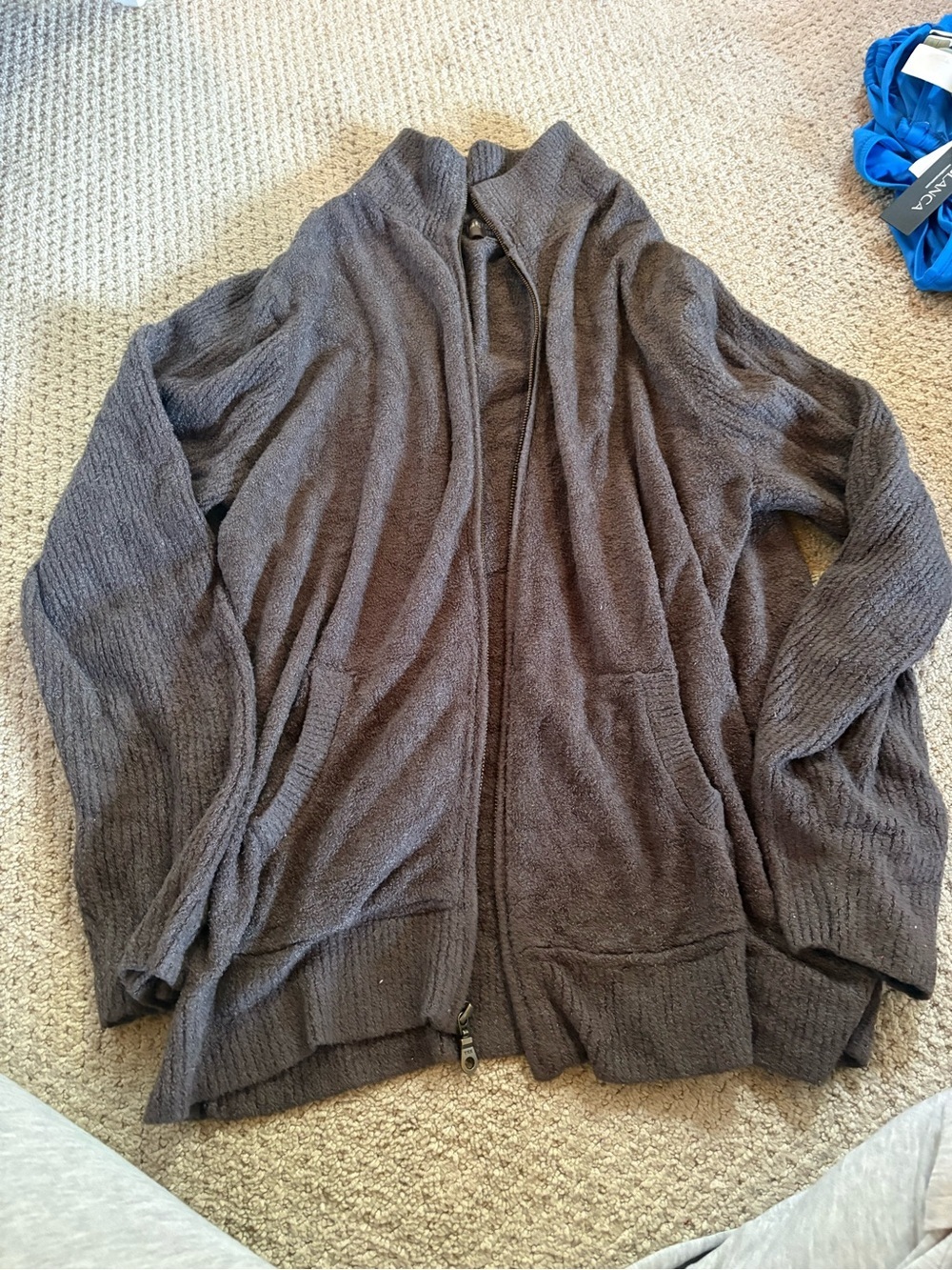 Barefoot Dreams Men's Gray Zip-Up Sweater